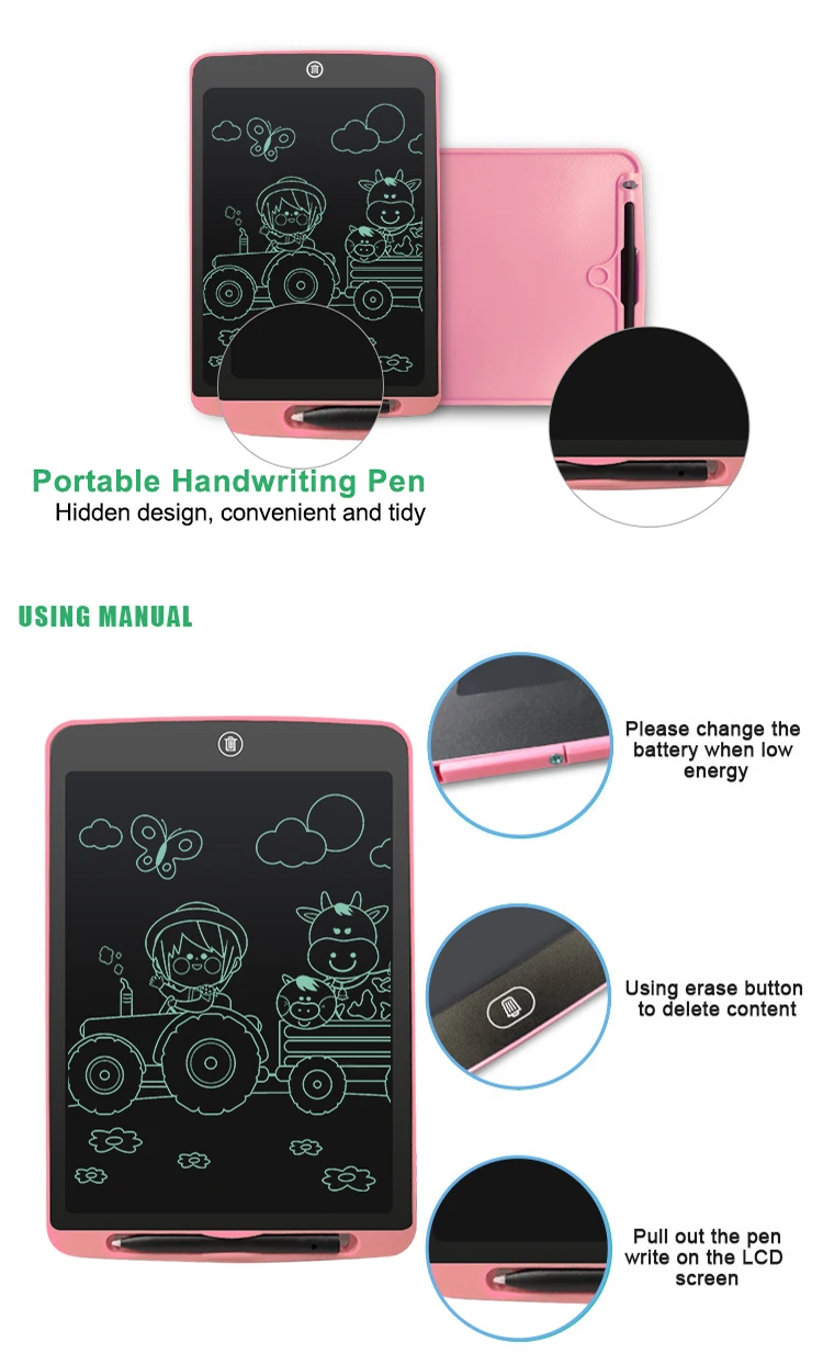 Customized 8.5 Inch Erasable Electronic Drawing Board Graphic Pad LCD Writing Tablet