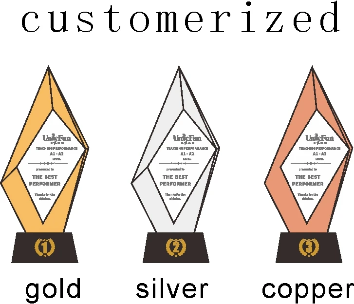 New Cheap Resin and Glass Trophy Gold/ Silver/ Copper Trophy Company Bonus Souvenir Gifts manufacture