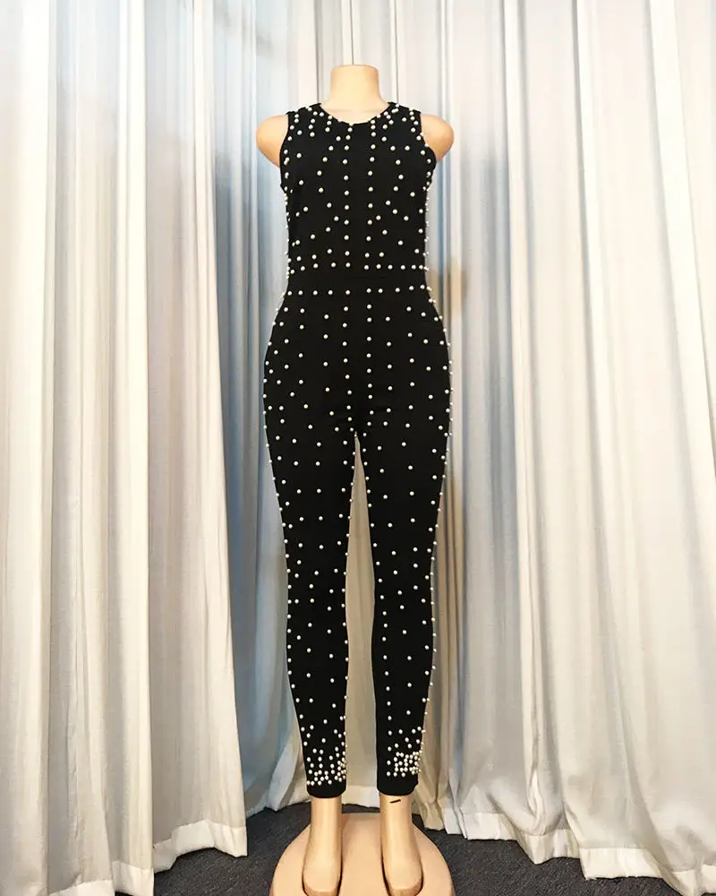 ChaseTheNight 1pc Women's Sexy & Mature Sleeveless Hollow-Out Jumpsuit