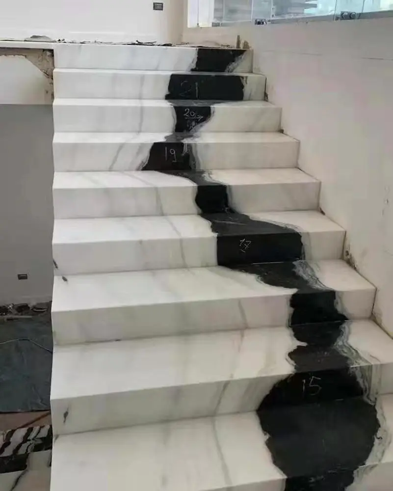 抛光的熊猫白色平板大理石墙地板楼梯