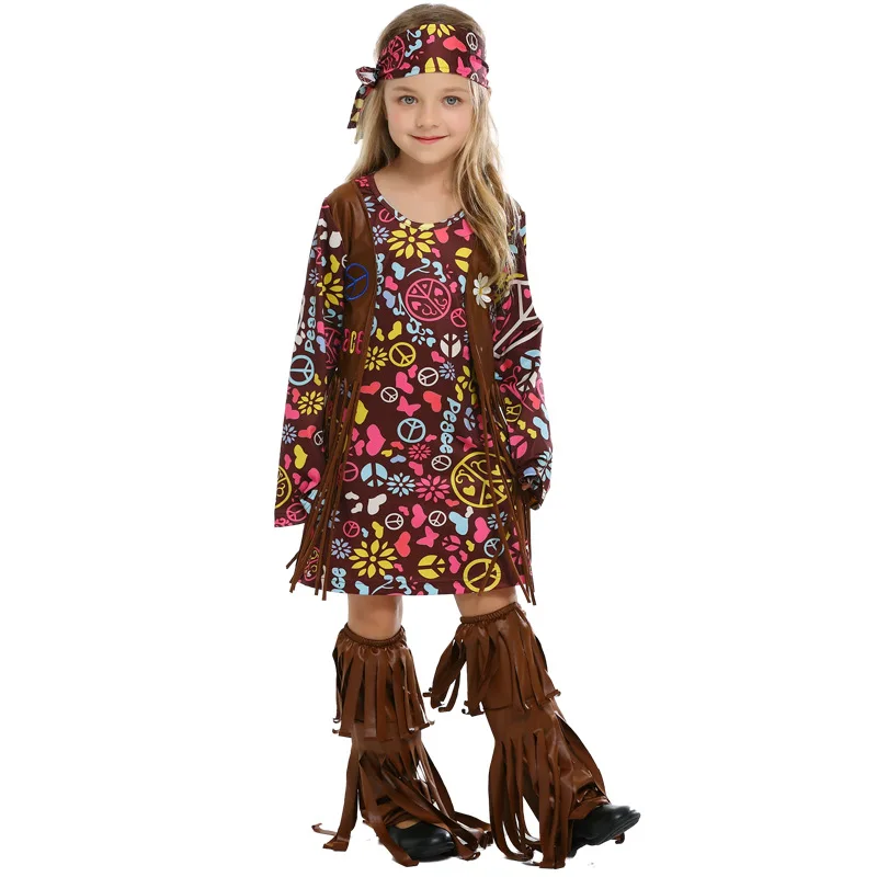 Kids Aboriginal Costume Halloween Primitive Tribe Dress Cosplay Costume ...