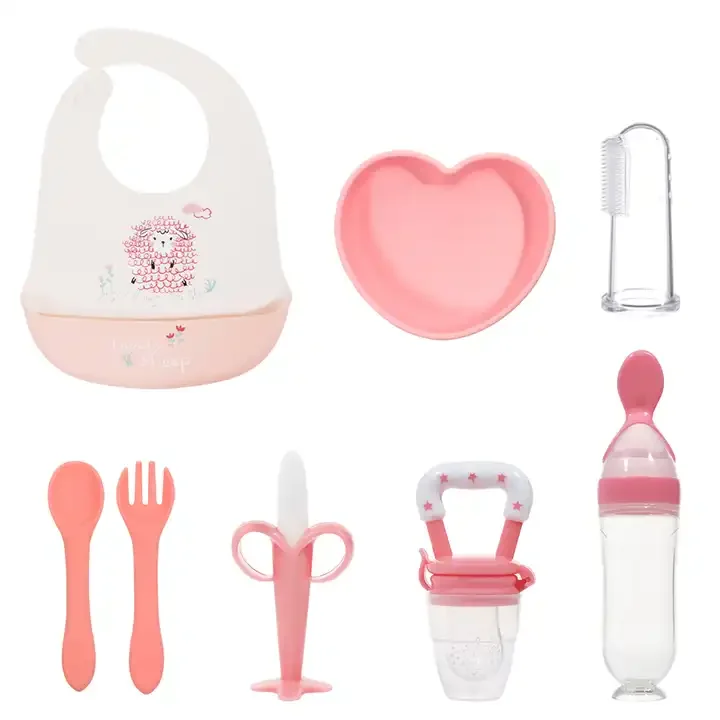 Wholesale Bib Plate Silicone Tableware Baby Products Bowl Spoon Kid Dining Eating Non Toxic Weaning Baby Feeding Set manufacture