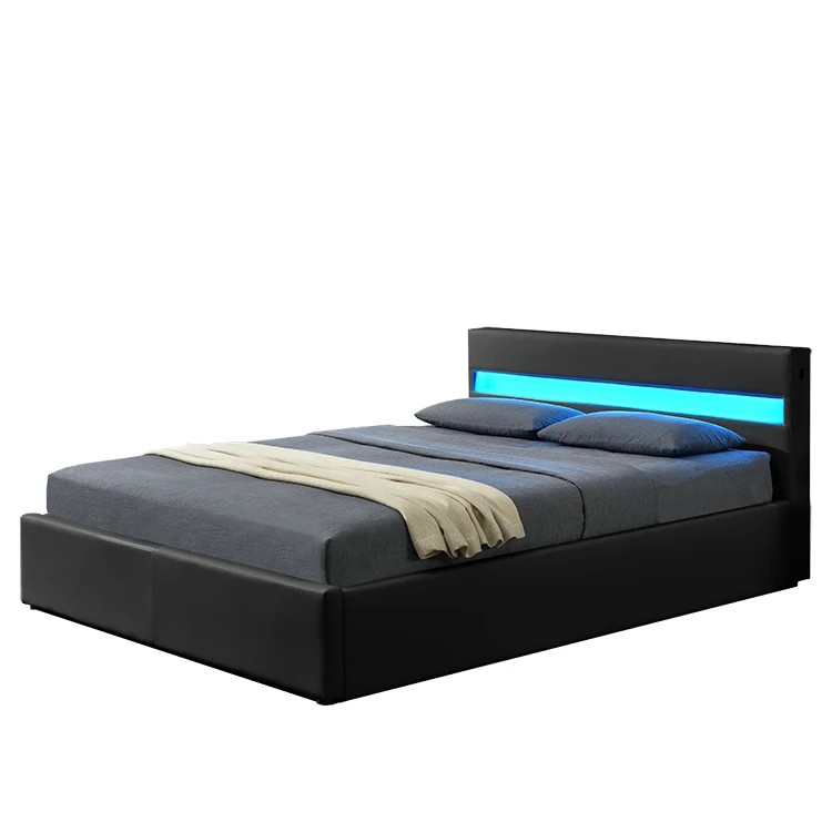Morden style Wholesale upholstery under bed storage music bed with LED light