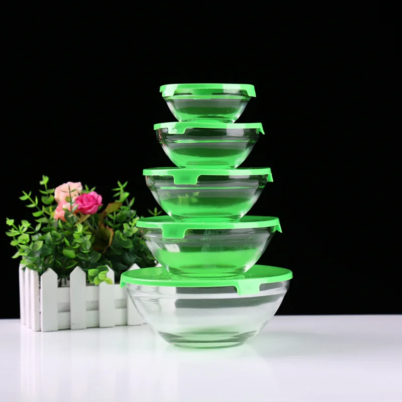 Cheap 5pcs Glass Bowl Set With Plastic Lidsglass Salad Bowl For Wholesale Buy 5pcs Round 2430