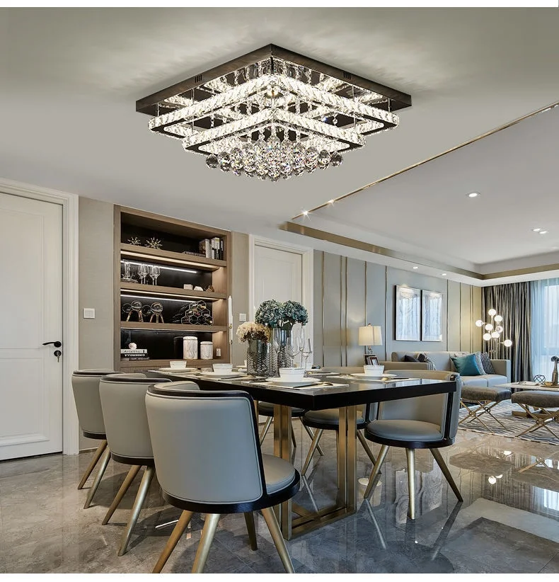 product luxury metal square crystal ceiling light elegant pendant lamp for home  hotel lobby chic home chandelier  pendant lights-4