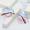 Fashion Wave Frame Rimless Heart Shape Sunglasses 2020 New Arrivals Colorful Ocean Lens UV400 Sun Glasses
