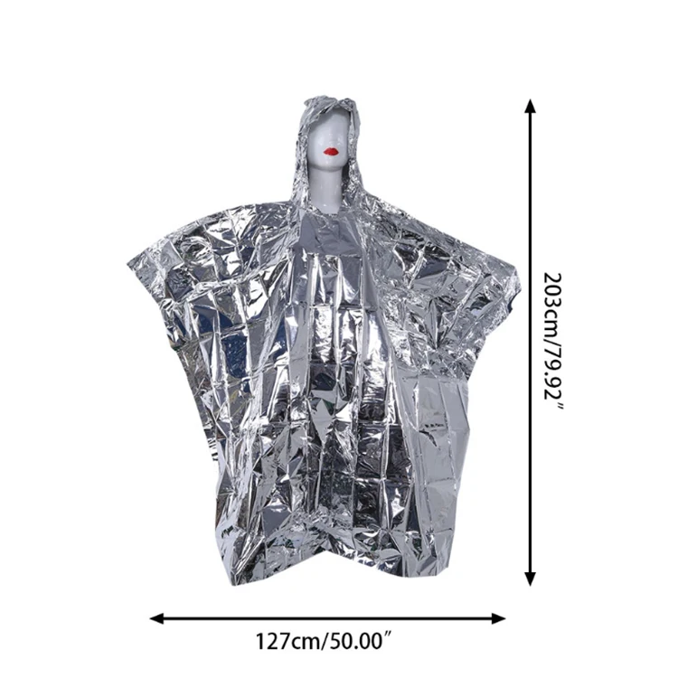 Reusable Custom Adult Pe Raincoat Hooded Reflective Thermal Insulation