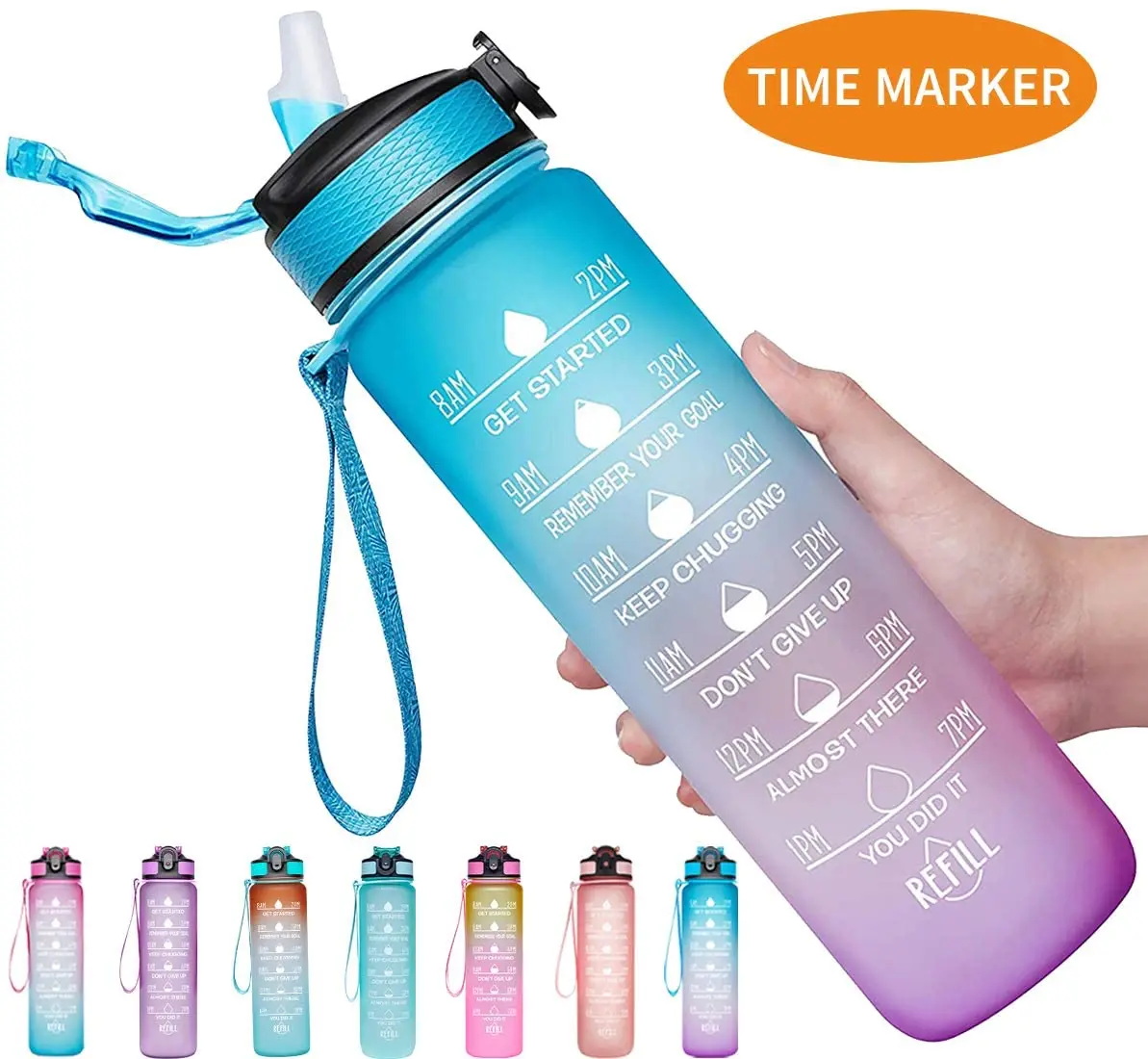 32oz Large Motivational Time Marker Fast Flow Sport Eco Friendly ...