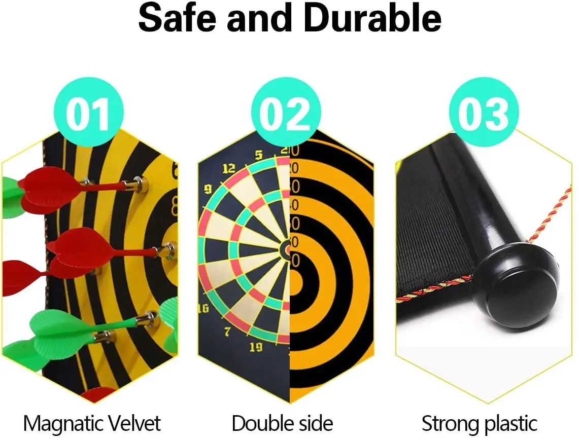 Dart Board For Kids,Two Sided Hang Wall Rubber Bullseye