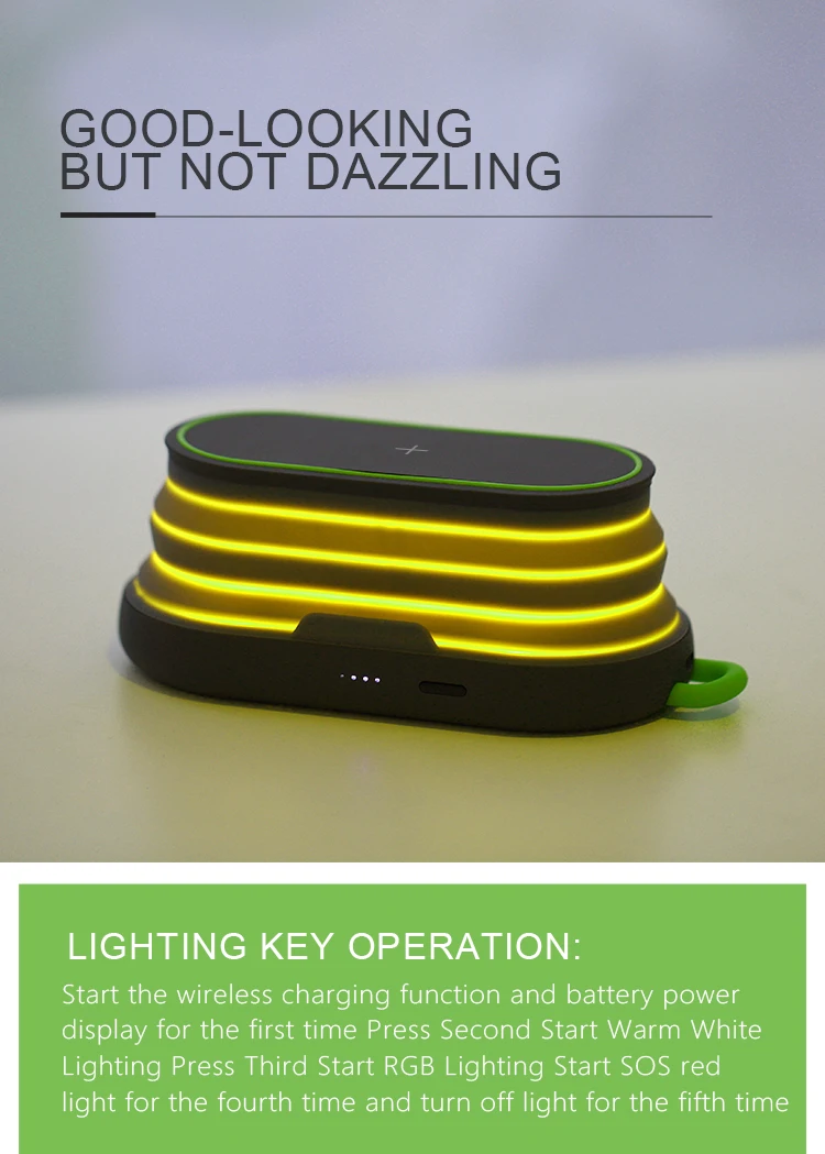 4 in 1RGB night light power bank  charger wireless  with phone holder