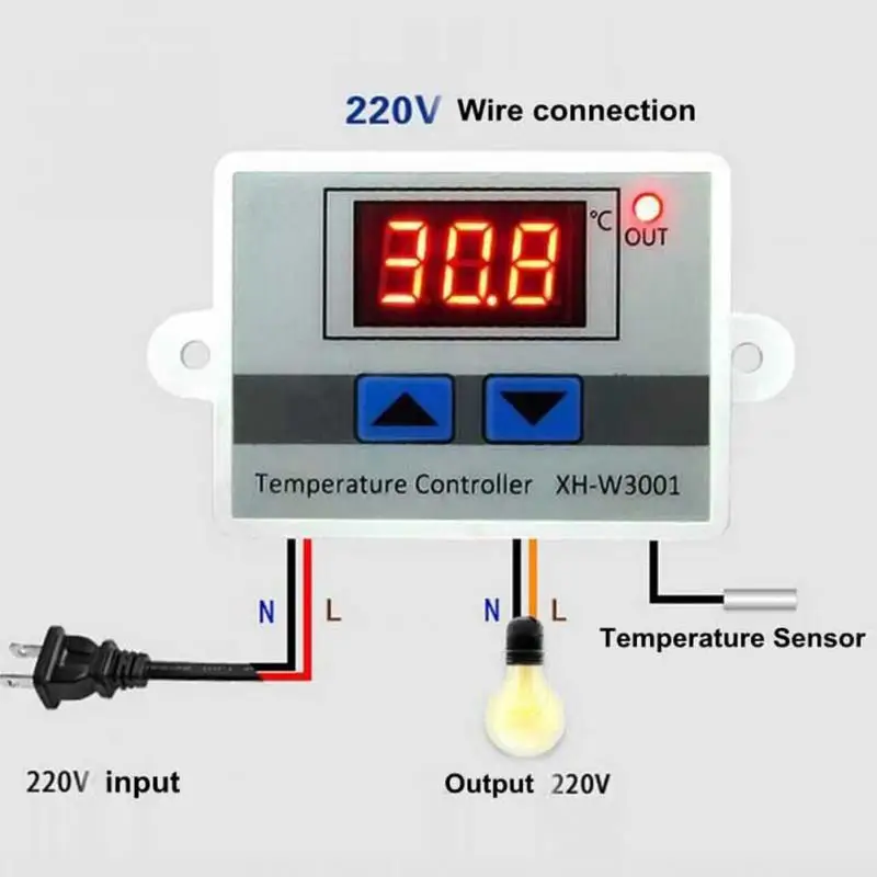 Temperatur Steuerung W3001 Digital 10A 110-220V/1500W 12V/120W 24V/240W LCD