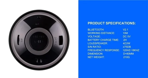 LED Mini Wireless Speaker TF USB Portable Music Loudspeakers Hand-free call For Phone PC with Mic - ANKUX.COM