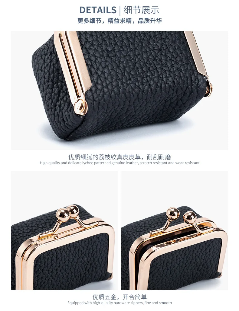 Compact Clasp Bag with Genuine Leather for Rings Mini Necklace Earrings-Waterproof Jewelry Box Coin Purse with Diamond Rings