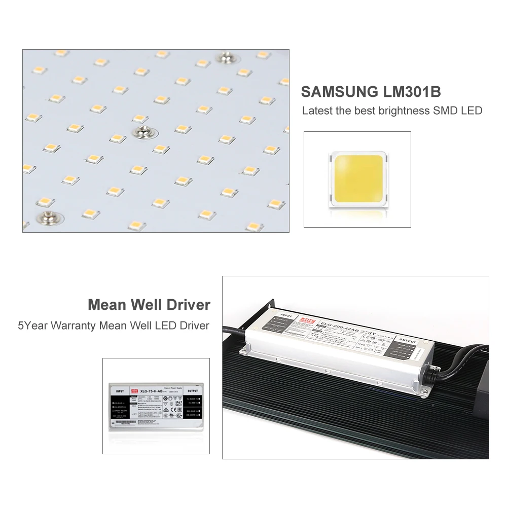 Newest dimmable samsung lm301b quantuam board led grow light 150w for vertical farming