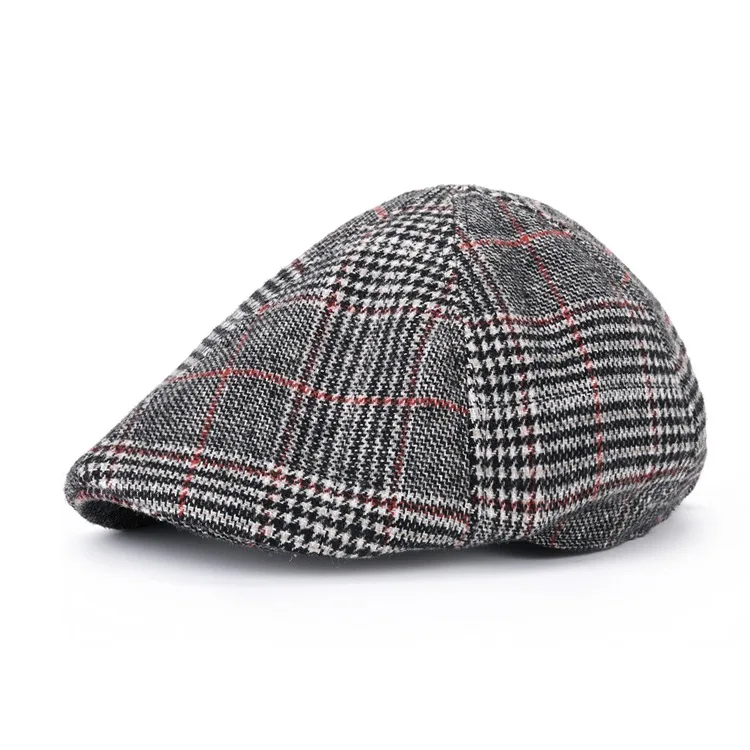 LRT Wholesale Custom Fashion Men 8-Panel  Newsboy Cap Hat Strip Herringbone Beret Caps For Men.jpg
