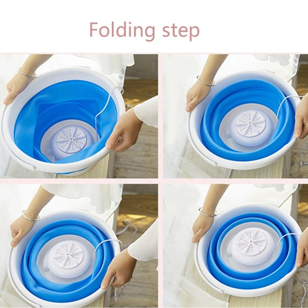 JULYKI Free Expedited Shipping Folding Laundry Tub Basin Mini Washing Machine Automatic Clothes Washing Bucket Washer Blue 