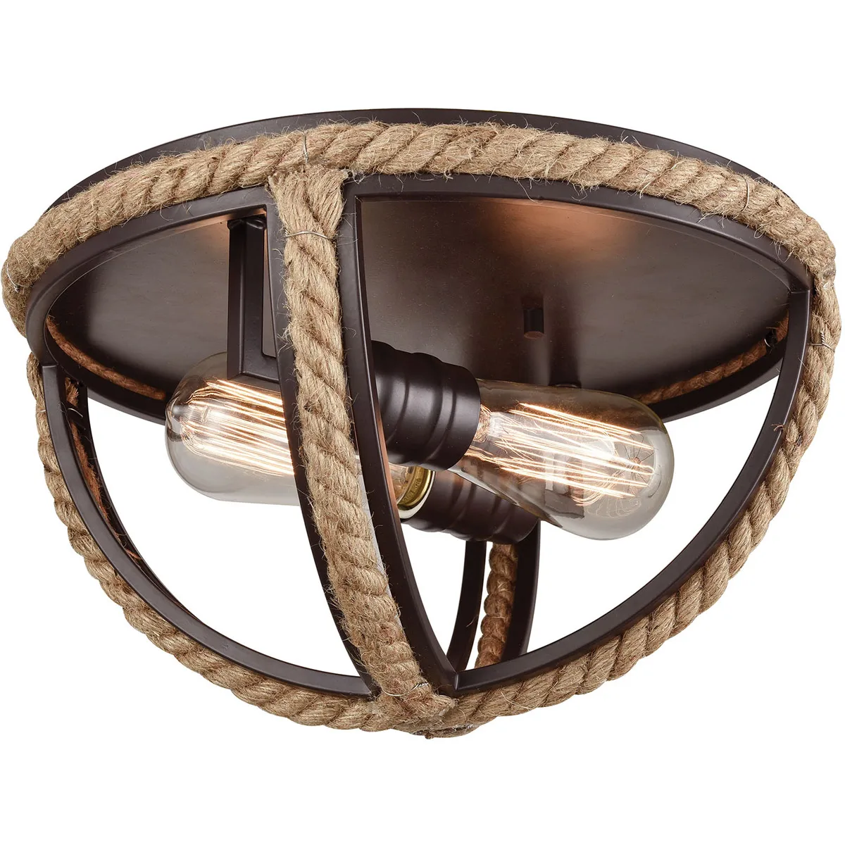 Natural Rope 2 Light 13 inch Oil Rubbed Bronze Flush Mount Ceiling Light