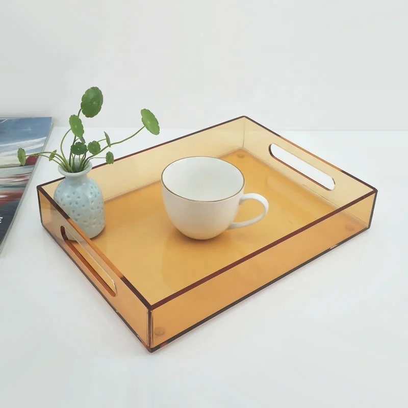 Wholesale Clear Serving Tray Acrylic Decorative Serving Trays With