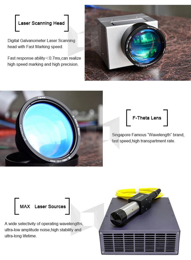 Support rotary axis Mini fiber laser marking machine 20w 30w 50w for Carbon Aluminium Steel Iron