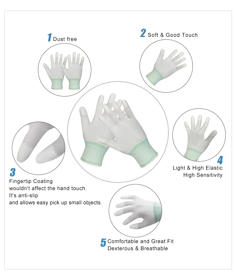 Antistatic Nylon Esd Work Gloves Cleanroom Esd Gloves - Buy Security ...