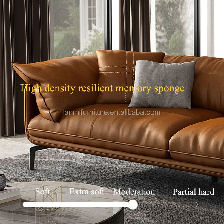 Soft Italy Pure Used Camel Leather Sofa Set For Living Room Black