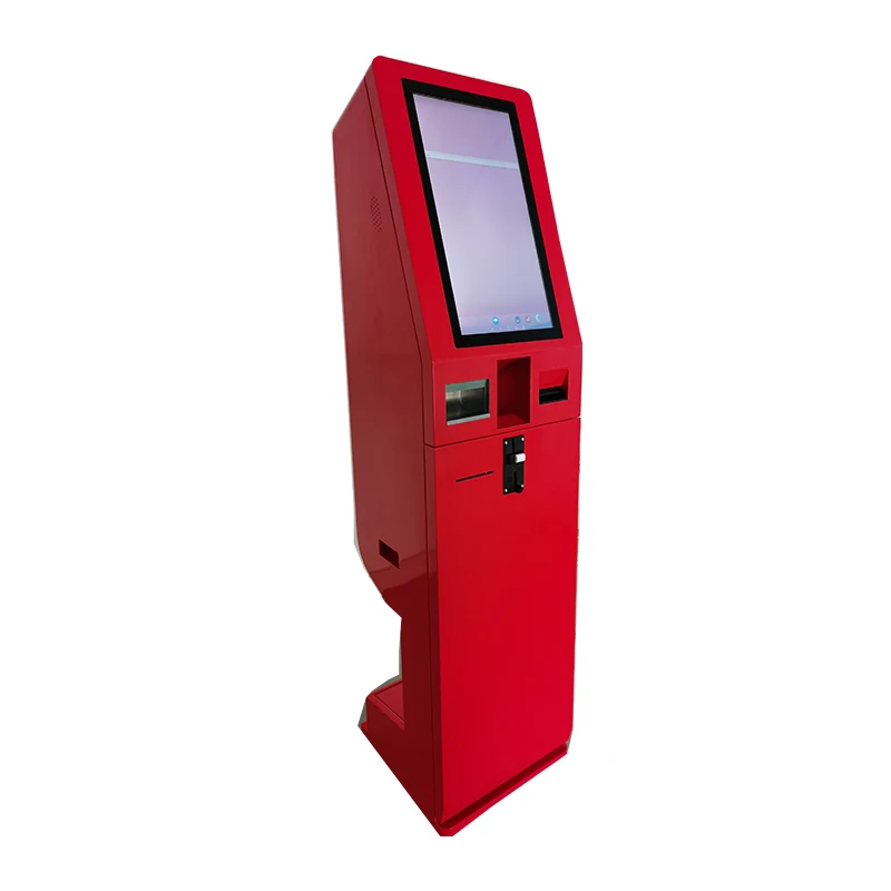 Self order kiosk in restaurant with cash and coin accept and  recycler function