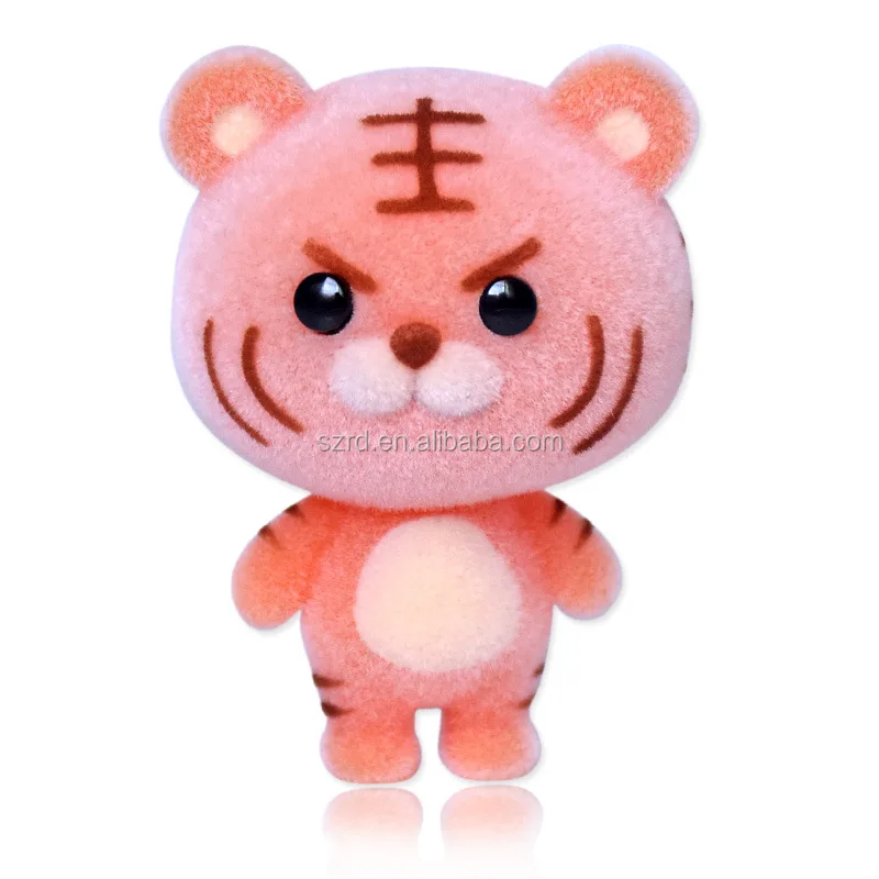 oem 制造迷你粉红色老虎大眼睛植绒玩具