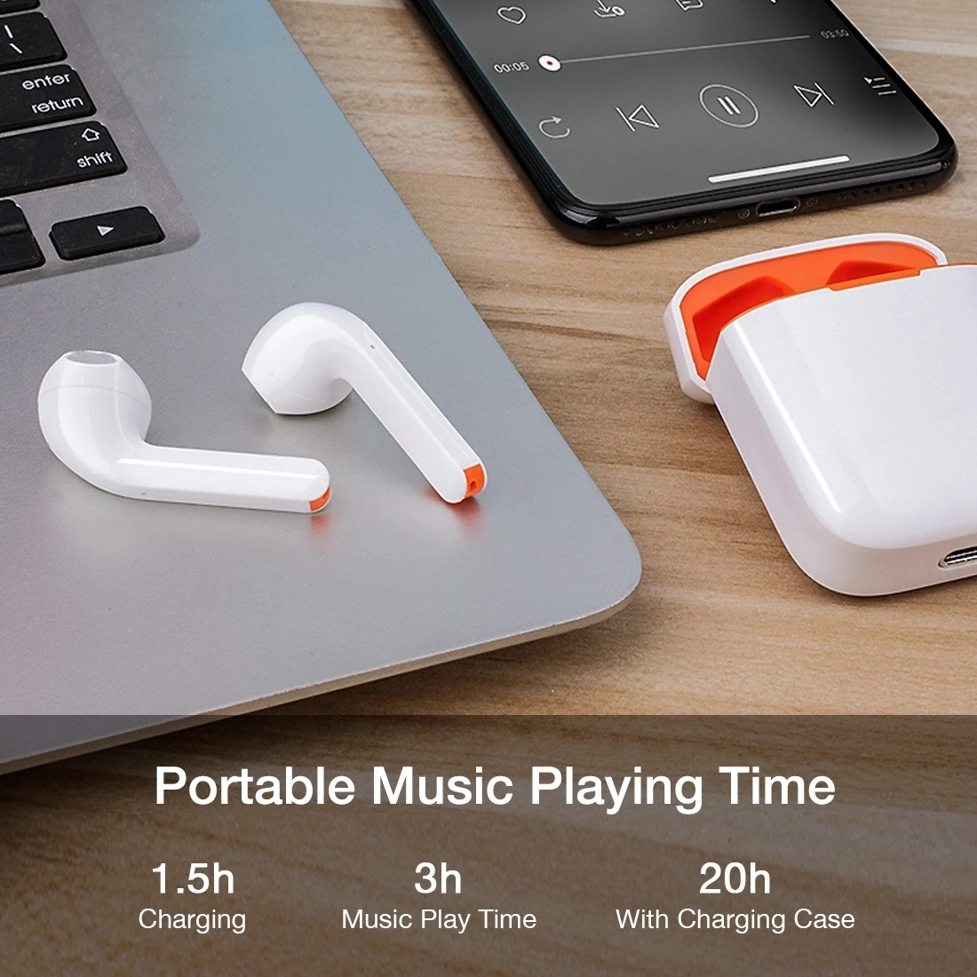 H20T Tws Bluetooth 5.0 Earphone for Iphone Xiaomi redmi honor H20T Noise Cancelling Earphone for Running Gym Sports Headset