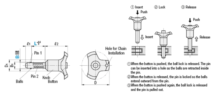 product china manufacturers stainless steel release quickly spring loaded locking pin ball lock pins locking ball detent pin-46