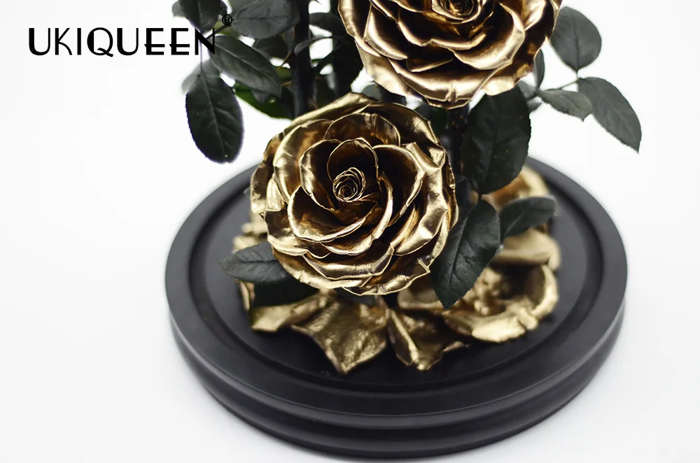 国王大小金色迷醉玫瑰美女和野兽玫瑰永恒的monroes金玫瑰在玻璃圆顶