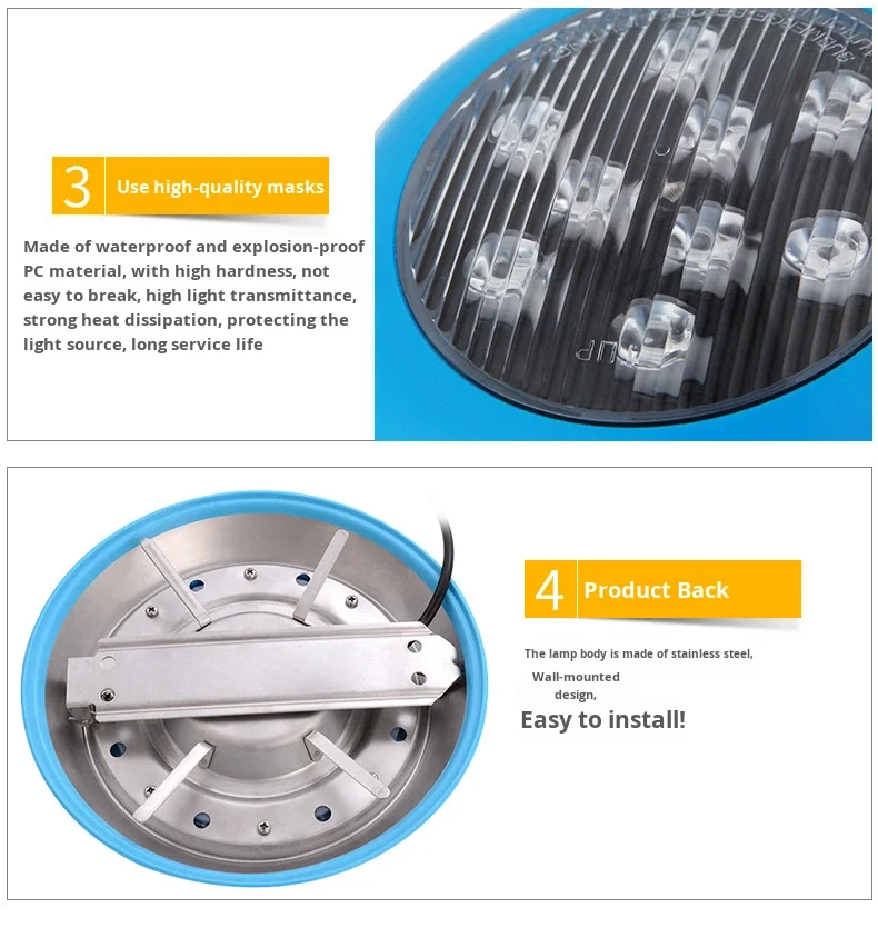 product led ip65 waterproof wall mounted pool  fountain light 24v remote control stainless steel underwater wall light-13