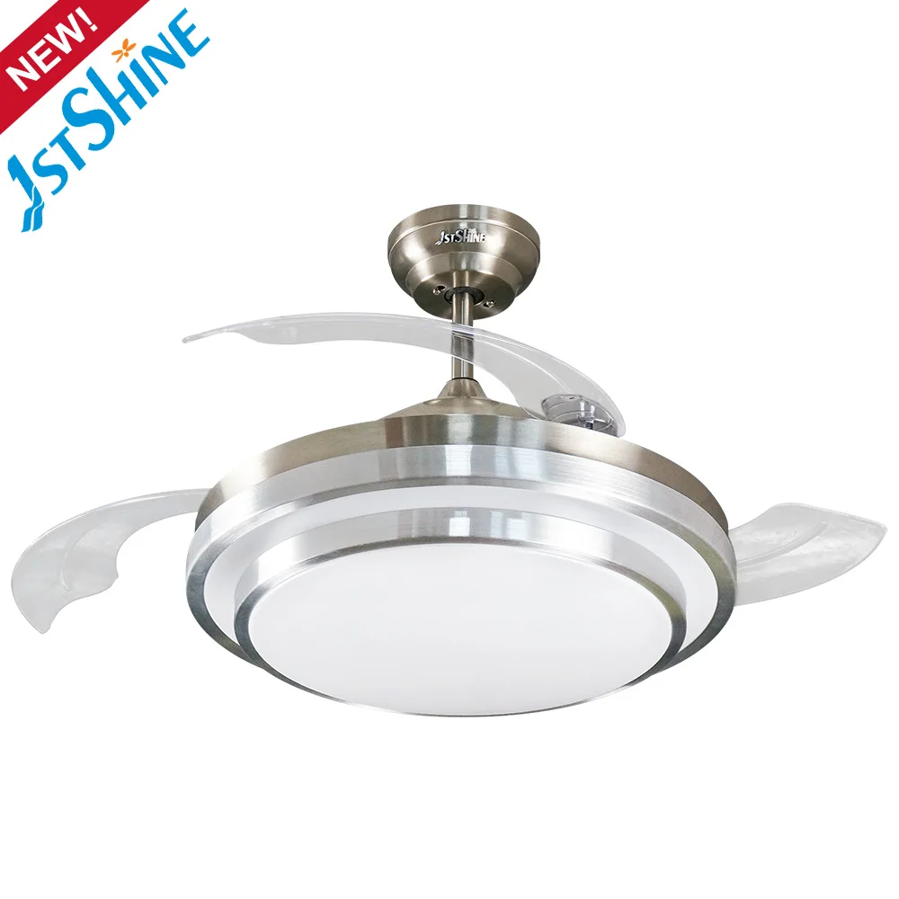 1stshine new products 2020 unique design modern decorative 42 inch hidden blade led ceiling fan light