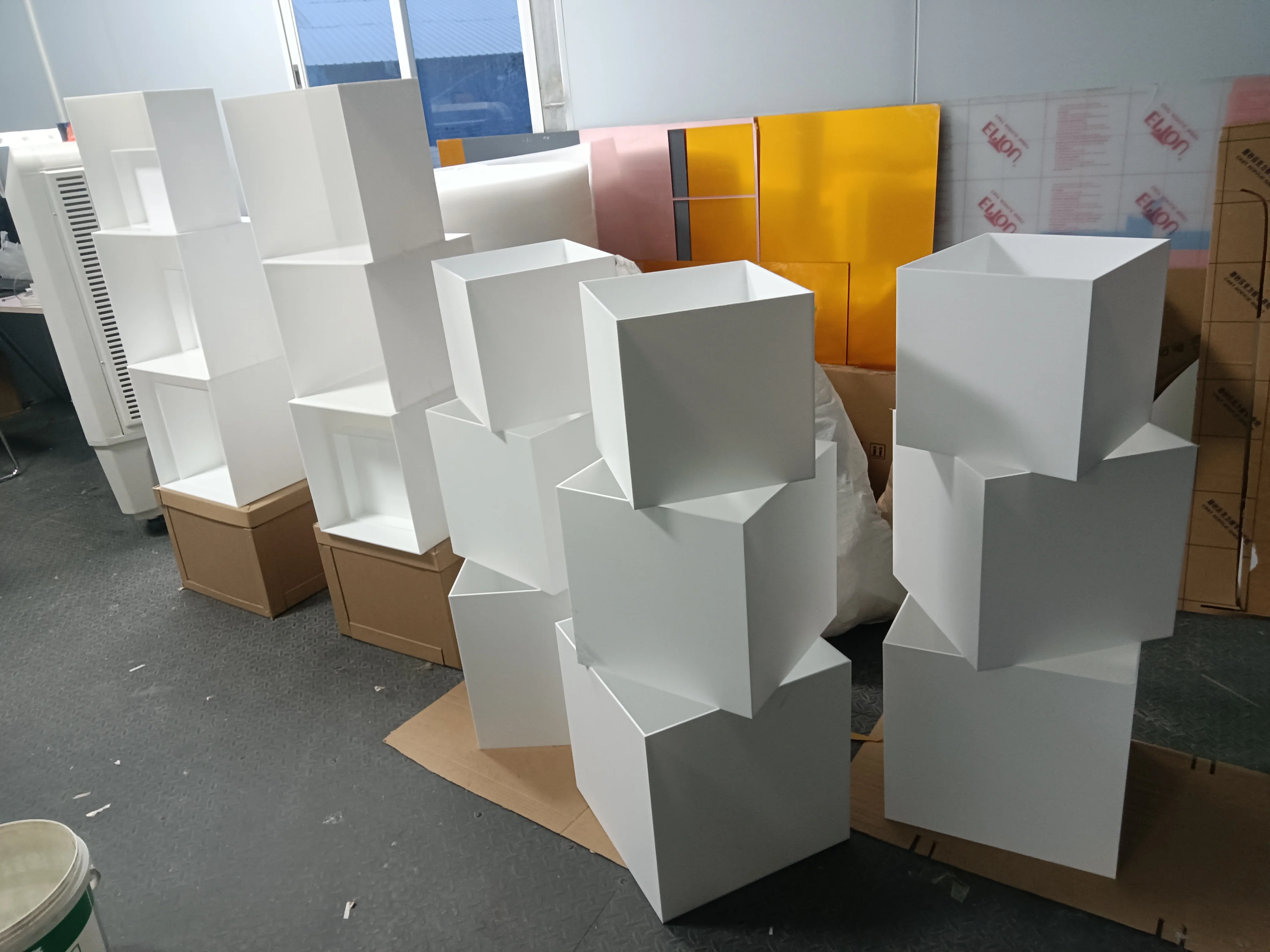 Factory Custom White Acrylic Display Cube Catering Buffet Risers For ...