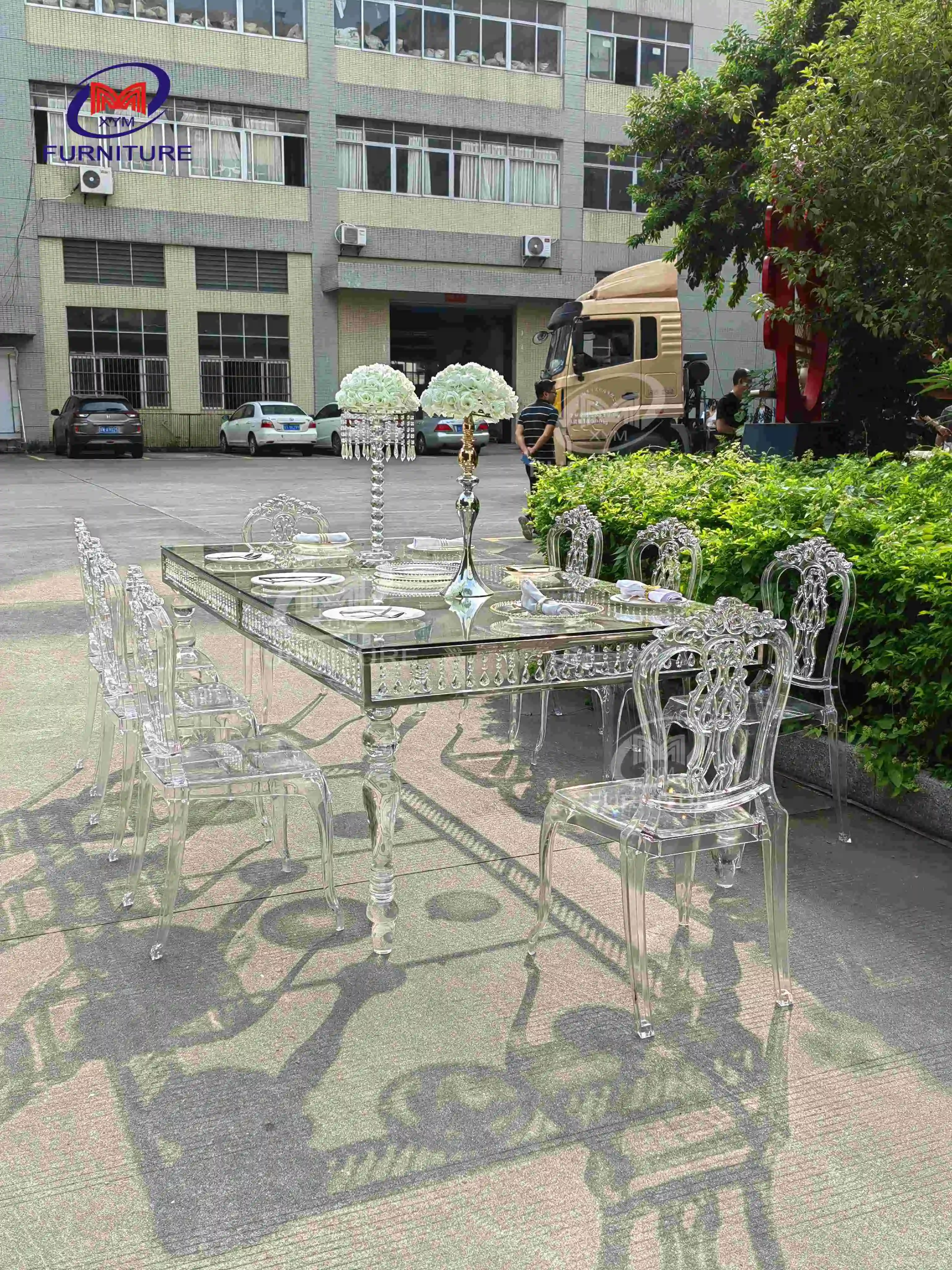 Dining Table Outdoor Fashion Clear Acrylic Accent Table And Chair