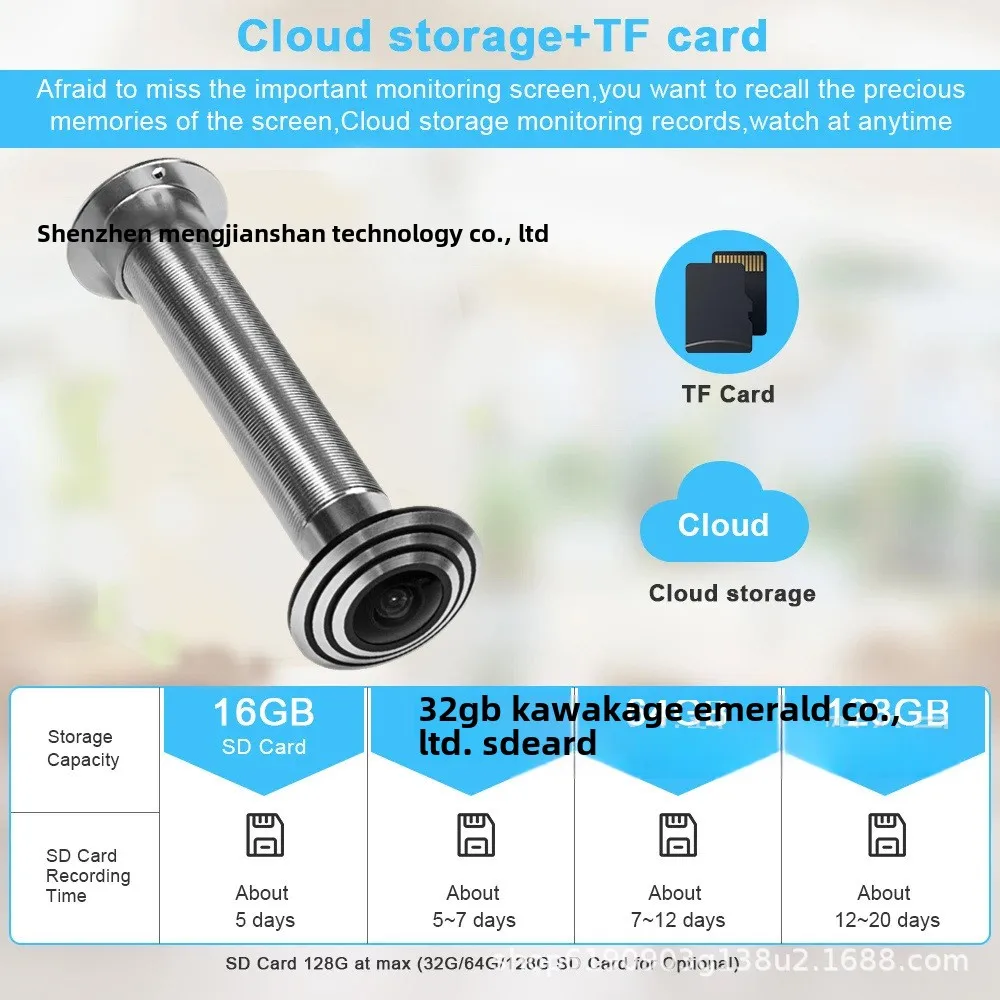 图雅智能5g双频IP摄像机15.8毫米夜视，带光广角16毫米猫眼户外PTZ功能Wifi风格