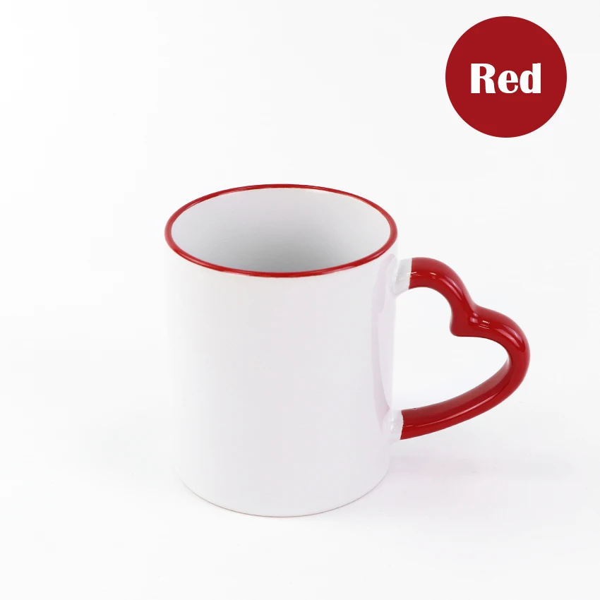 11oz Heart Handle Mugs For Heat Transfer Print Rim Color Handle Buy Mug With Heart Shaped 5791