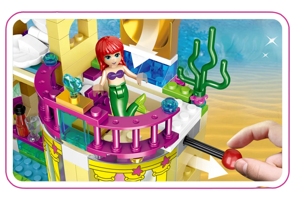 兼容legoinglys 朋友公主 ariel 海底宫殿美人鱼城堡 383pcs 积木玩具