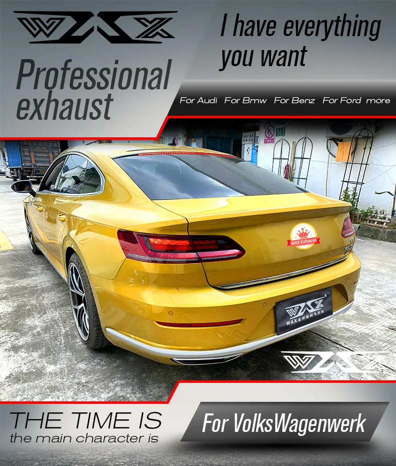 Stainless Steel Exhaust Pipes Catback Exhaust System For VW CC PASSAT 2009-2016  Valvetronic Exhaust Muffler Cat-back