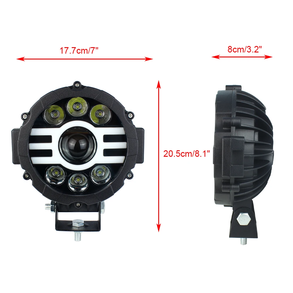 7inch 45W Round LED Work Light with DRL Spotlight 12v LED Light Bar For 4x4 Offroad ATV UTV Truck Tractor