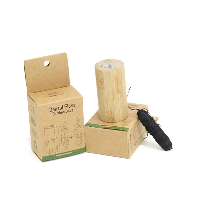 vegan black natural bamboo charcoal dental floss with mint