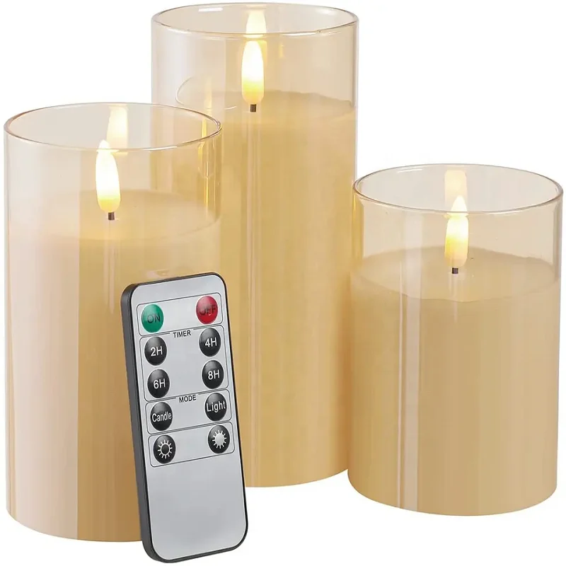 Beige Battery Operated Electric Flameless Usb Rechargeable Led Candle
