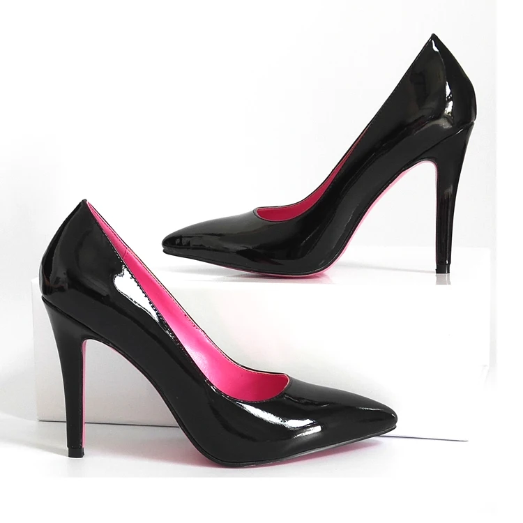 Women Red Bottom Black Pointed Toe Plus Size High Heels Pump Shoes Sexy ...