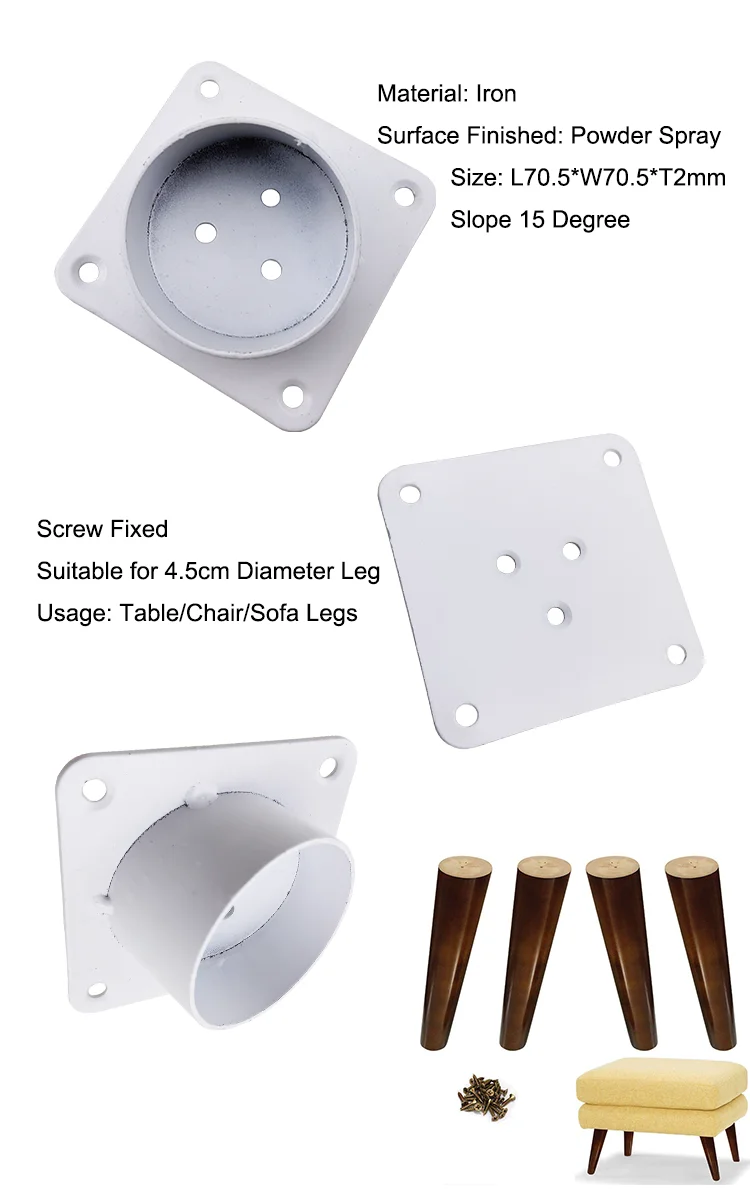 Replacement Accessories Wooden Leg Computer Desk Feet Metal Top Mounting Plate