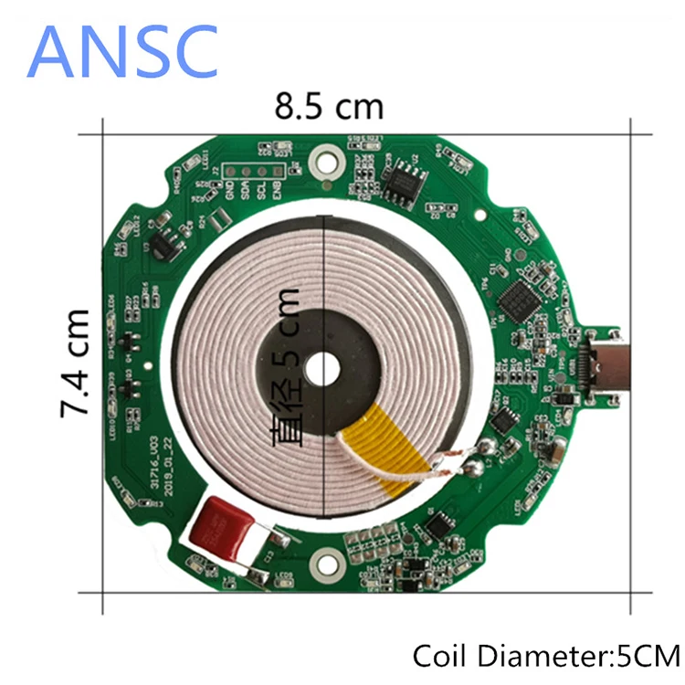 Hot sell  wireless charging mod circuit cellphone QI 15W wireless fast charger coil