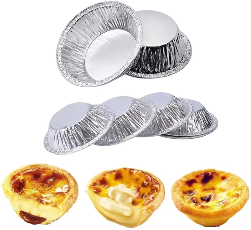 100Pcs Disposable Aluminum Foil Egg Tart Trays Mold Kitchen Baking Mold 50 