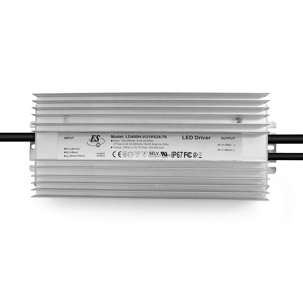 ES CE CUL 48V 8.3A 398W AC-DC Constant Voltage Waterproof IP67 0-10V DALI Dimming LED Driver