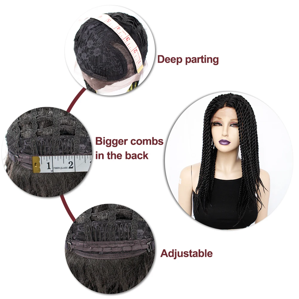 Wholesale African Knotless Box Braiding Hair Wig Glueless Synthetic