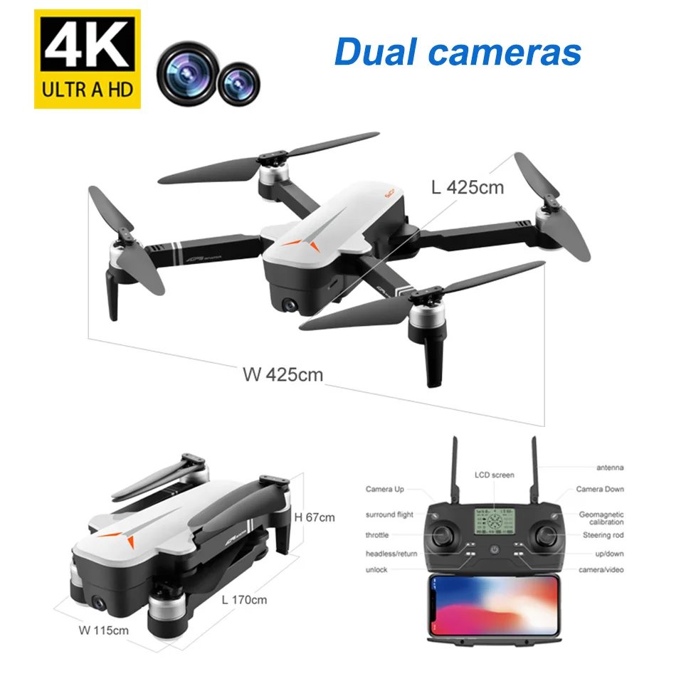 Foldable Altitude Hold 5G Wifi Gesture Photo 4K/1080P HD Wide Angle Camera GPS FOLLOW ME WIFI FPV Quadcopter drone 4k