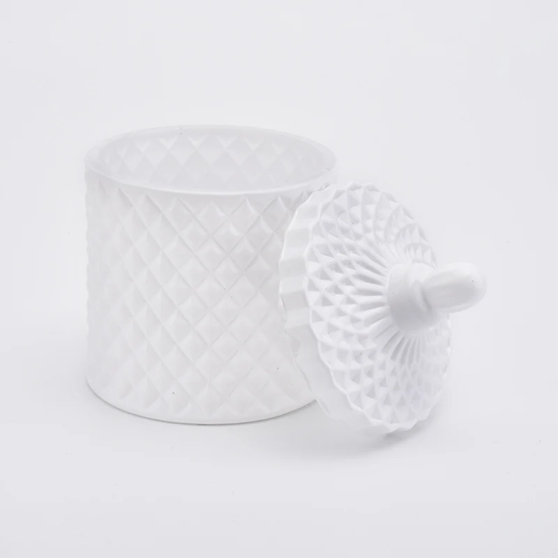 10oz Solid White Glass Candle Jars with Lids Home Decor Wholesales