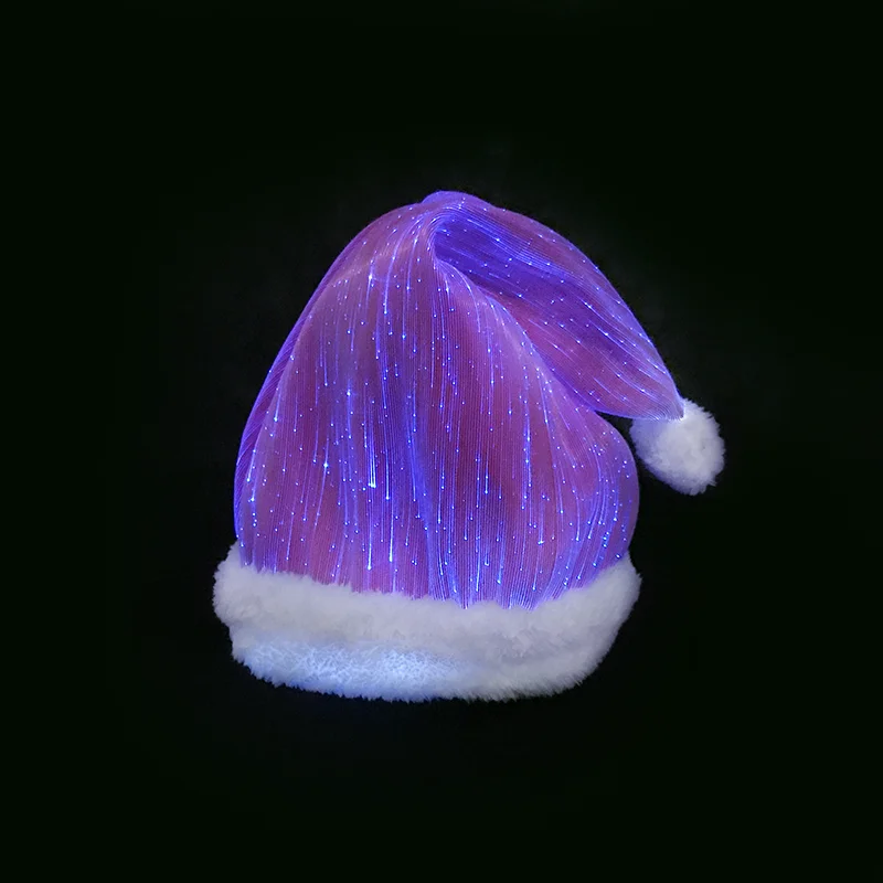 Led Cool Beautiful Charming Light Up Fiber Optic Santa Hat Shiny ...